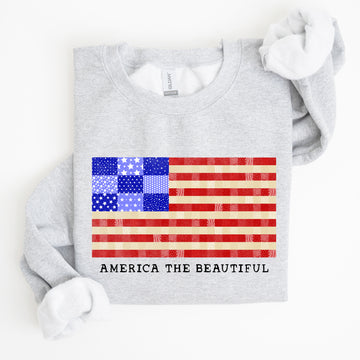 America The Beautiful, Quilt, Flag, Patriotic, Sweatshirt