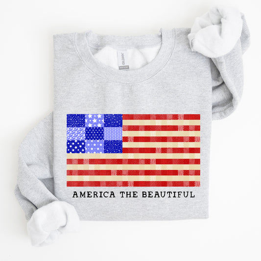 America The Beautiful, Quilt, Flag, Patriotic, Sweatshirt