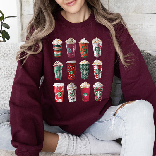 Christmas Coffee Drinks, Photo Grid Sweatshirt, Trend