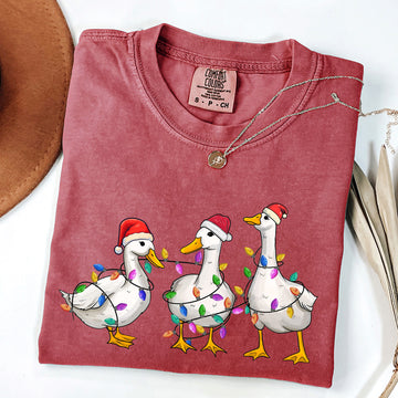 Christmas Ducks, Farm Animals, Santa, Winter, Snow, Xmas Tshirt Comfort Colors T-Shirt