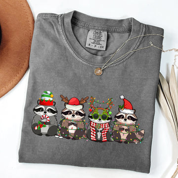 Christmas Raccoons, Raccoon Lovers, Santa, Winter, Snow, Xmas Tshirt Comfort Colors T-Shirt
