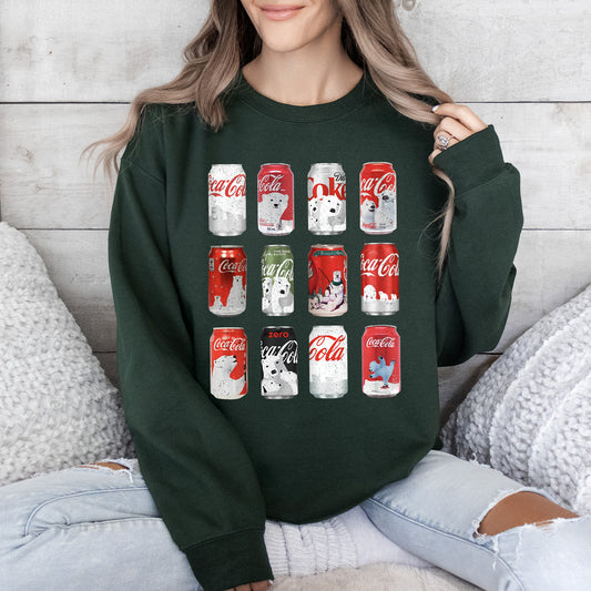Christmas Cola, Polar Bear, Photo Grid Sweatshirt, Trend