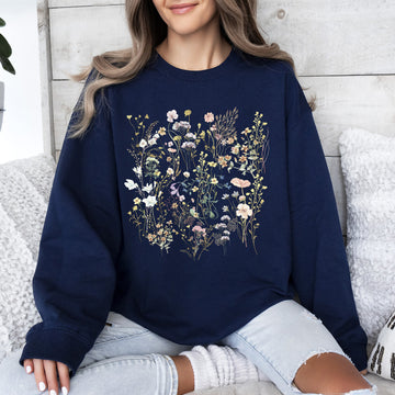 Delicate Wildflowers, Forest Meadow, Pressed Flowers Sweatshirt