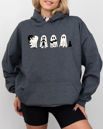 Ghost Cats, Adorable, Halloween, Witch, Skeleton, Trick or Treat Hooded Sweatshirt