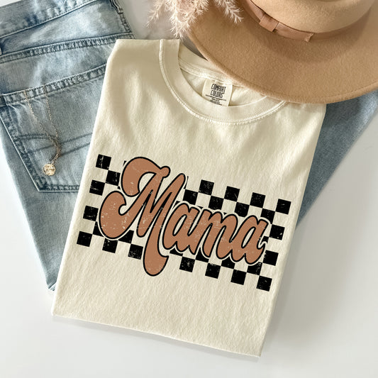 Mama Retro Checkered, Aesthetic, Vintage, Comfort Colors Tshirt