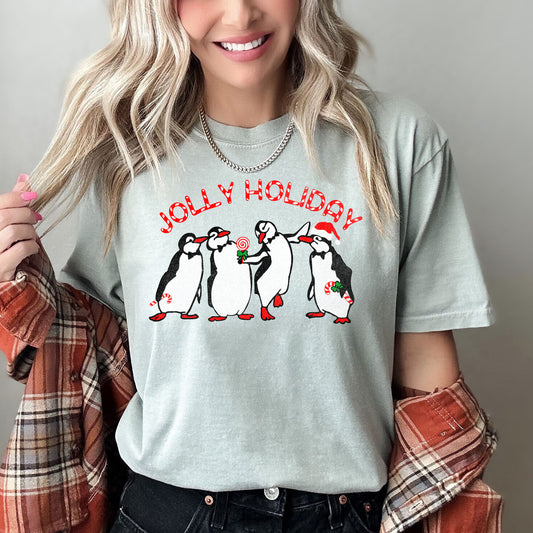 Jolly Holiday, Penguins, Christmas, Comfort Colors, Tshirt