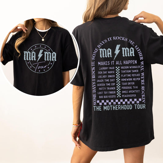 Mama Rock Tour Shirt, Comfort Colors Tshirt, Mom Life, Concert Tee, Rock and Roll, Motherhood World Tour, Music Lover Tee, Tired as a Mother, Funny Mothers Gift Tee