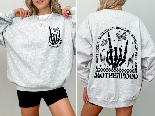 Motherhood Rocks, Mother's Day, Skeleton, Trend Sweatshirt