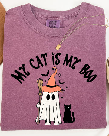 My Cat Is My Boo, Halloween, Ghost, Cute, Witch, Trick Or Treat, Bats Shirt Comfort Colors T-Shirt