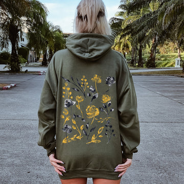Botanical Pattern, Floral Outlines, Flower Hoodie