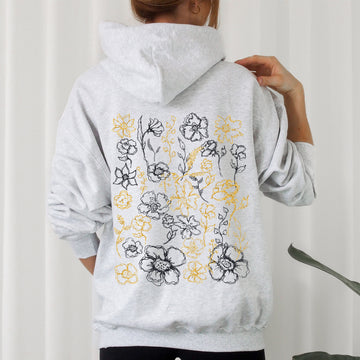 Floral Outlines Pattern, Botanical, Flower Hoodie