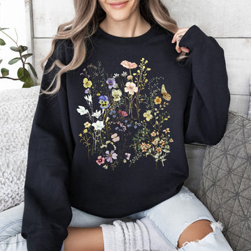 Delicate Pressed Wildflowers Sweatshirt