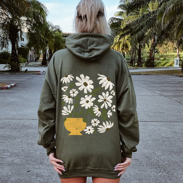 Daisies, Retro Floral Design Hoodie