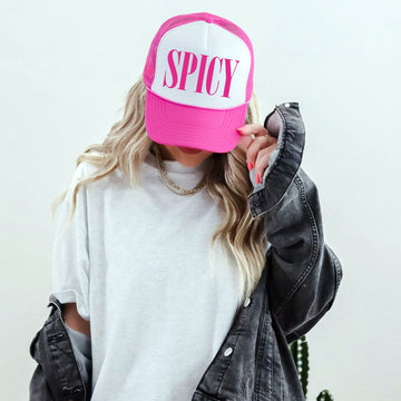 Spicy, Sassy, Funny, Bright Pink Snapback Trucker Hat