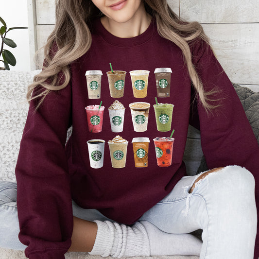 Coffee Drinks, Photo Grid Sweatshirt, Trend