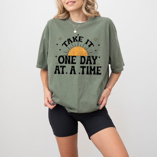Take It One Day At A Time, Let Go, Mental Health, Self Care, Positivity, Sun, Stars, Tshirt