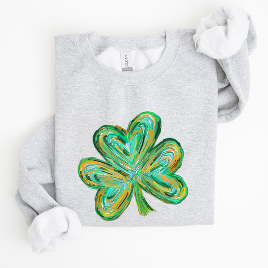Watercolor Shamrock, Hearts, Irish, St Patrick's Day Sweatshirt