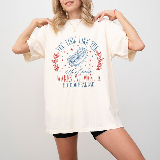 You Look Like The Fourth Of July, 4th of July, Independence Day, Legal, Blonde, Funny, Movie Quote, America, USA, Hot Dog, Tshirt