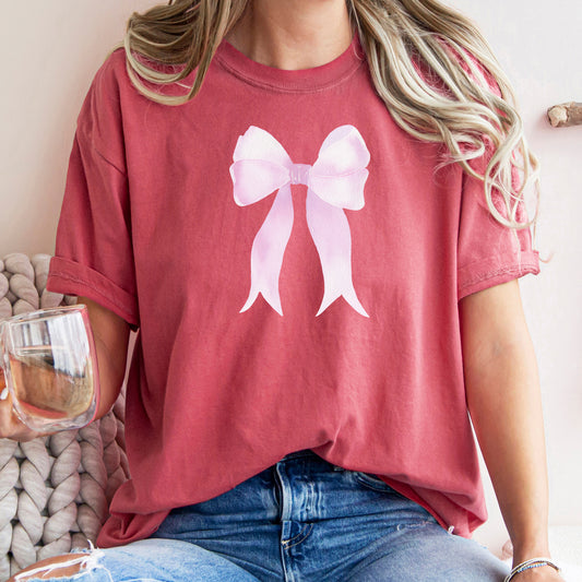 Pink Ribbon, Coquette, Cute, Adorable, Bow, Comfort Colors Tshirt, Valentine's Day