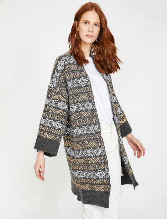 Gray Patterned Cardigan