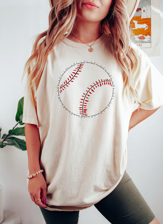 Chic Baseball Word Art Comfort Colors Tshirt