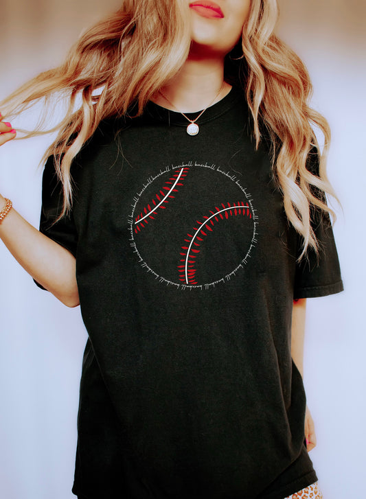 Chic Baseball Word Art Comfort Colors Tshirt