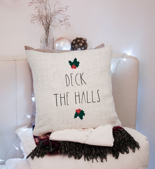 Deck The Halls, Christmas Pillow Cover, Festive Holiday Decorative Throw Cushion Case