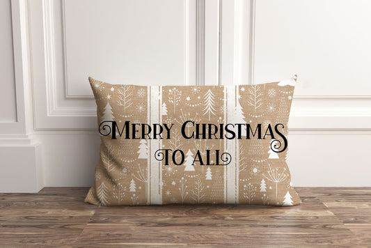 Merry Christmas To All, Lumbar Pillow Cover, Festive Holiday Decorative Throw Cushion Case