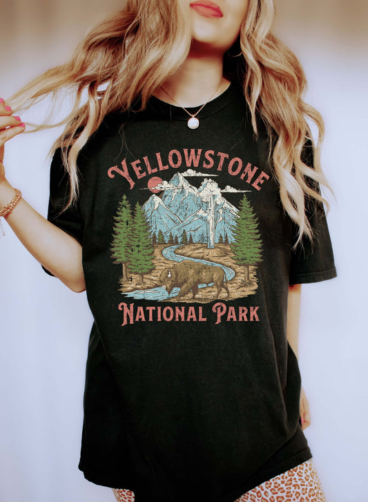 Yellowstone National Park Retro Comfort Colors Tshirt