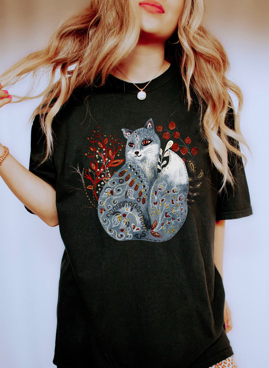 Scandinavian Fox Folk Animal Comfort Colors Tshirt