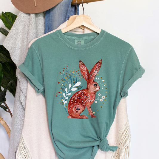 Scandinavian Folk Bunny Comfort Colors Tshirt