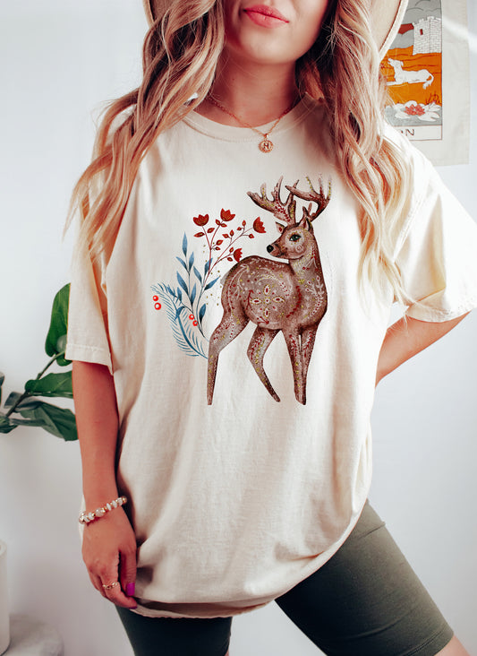 Scandinavian Folk Deer Comfort Colors Tshirt