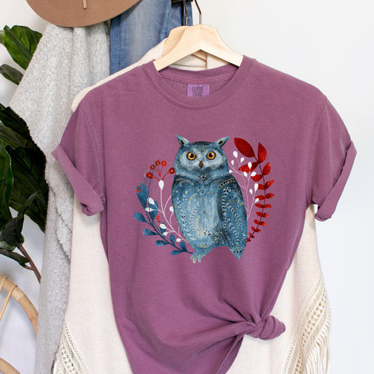 Scandinavian Folk Owl Comfort Colors Tshirt