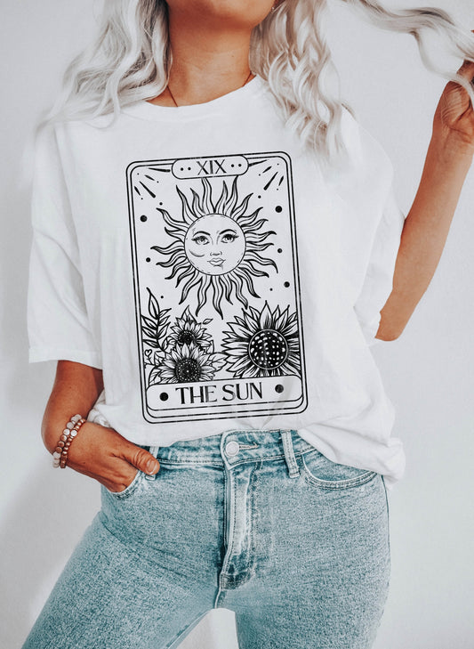 Sun Tarot Card Celestial Comfort Colors Tshirt