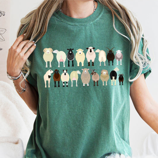 Sheep Lovers Comfort Color Tees, Farm Animal Shirts, Illustration, Breeds, Pet