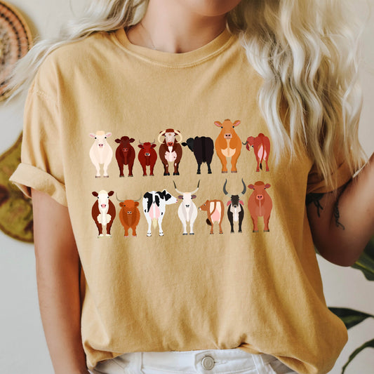 Cow Lovers Comfort Color Tees, Farm Animal Shirts, Illustration, Breeds, Pet