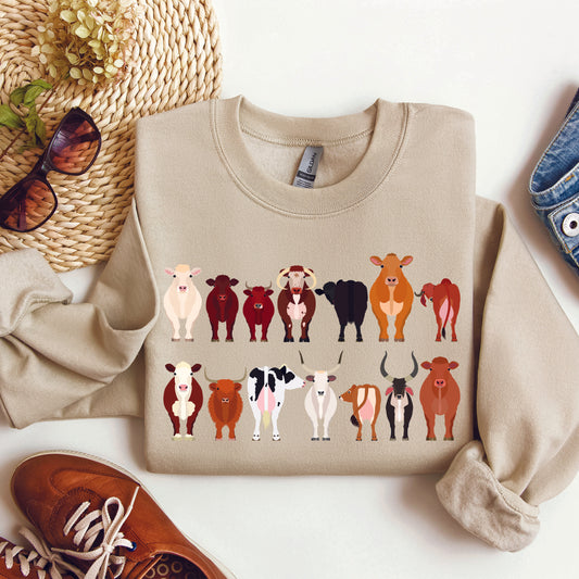 Cow Breeds Farm Animal Lover Sweatshirt