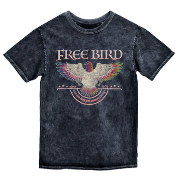 Free Bird Vintage Mineral Wash Old School Rock Band Tribute Classic Retro Style Graphic Tee