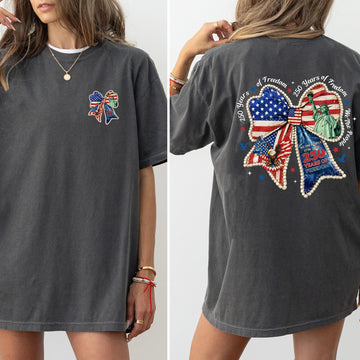 250 Years Of Freedom America USA Bow Ribbons We The People Patriotic Comfort Colors Tee
