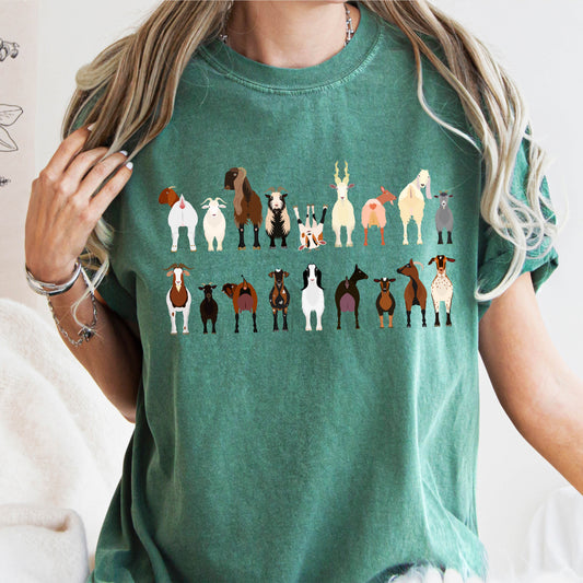 Goat Lovers Comfort Color Tees, Farm Animal Shirts, Illustration, Breeds, Pet