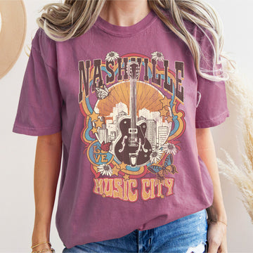 Nashville Music City Colorful Comfort Colors Tshirt