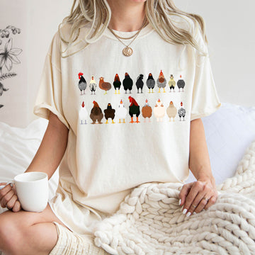 Chicken Lovers Comfort Color Tees, Farm Animal Shirts, Illustration, Breeds, Pet Comfort Colors T-Shirt