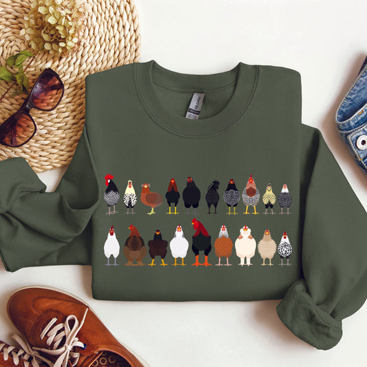Chicken Breeds Farm Animal Lover Sweatshirt