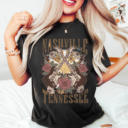 Nashville Tennessee Double Guitar Comfort Colors Tshirt