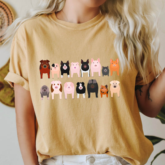 Pig Lovers Comfort Color Tees, Farm Animal Shirts, Illustration, Breeds, Pet