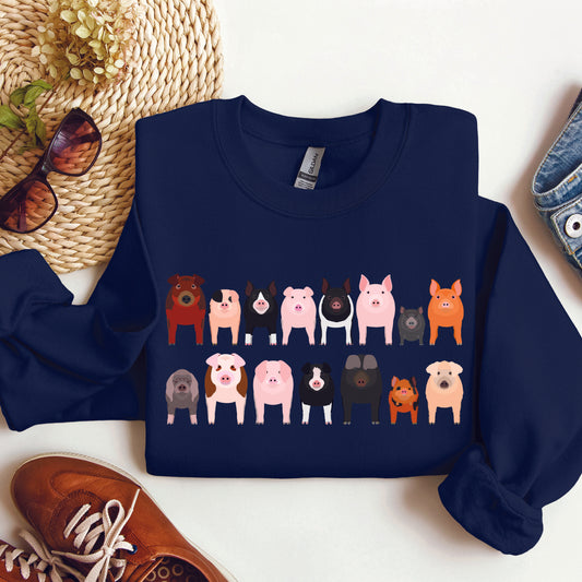 Pig Breeds Farm Animal Lover Sweatshirt