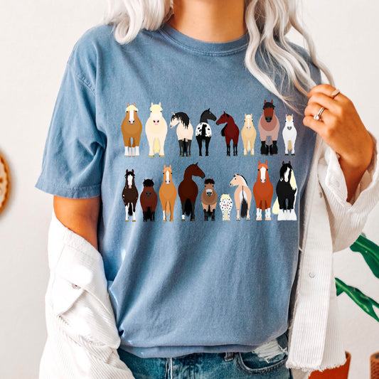 Horse Lovers Comfort Color Tees, Farm Animal Shirts, Illustration, Breeds, Pet