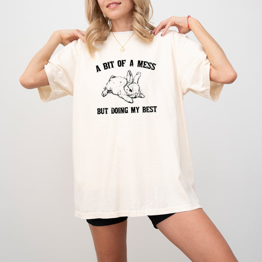 A Bit Of A Mess, Doing My Best, Cute Bunny, Rabbit, Funny, Aesthetic, Meme, Tshirt