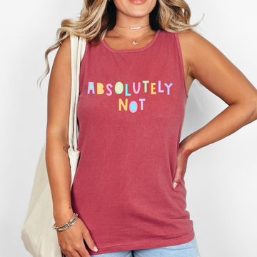 Absolutely Not, Colorful, Sassy, Sarcastic, Minimalist, Funny Comfort Colors Tank Top