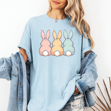 Adorable Bunnies In A Row Easter Jesus Rabbit Holiday Timeless Vintage Style Comfort Colors Tee